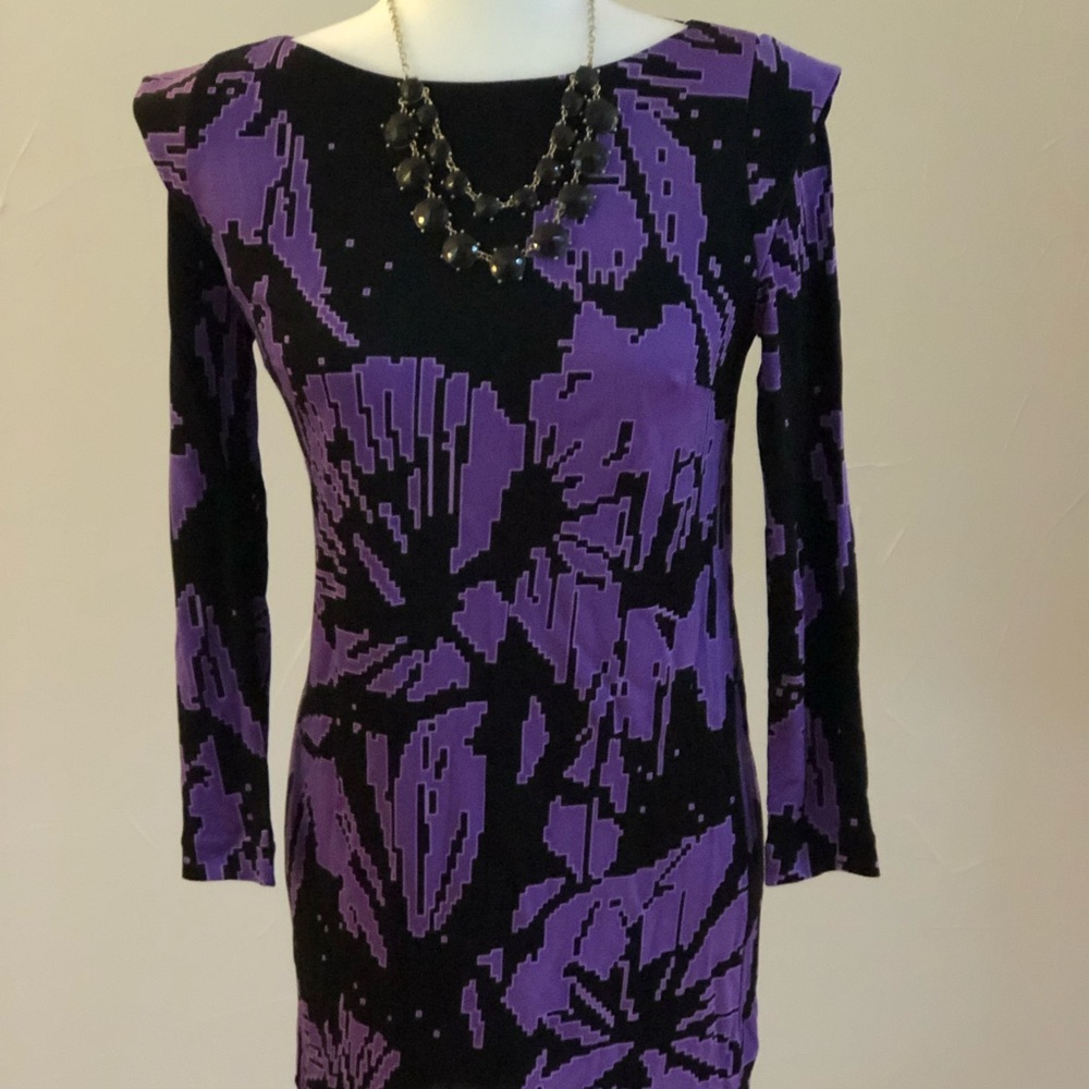 Tibi Purple and Black Mini Sheath Dress!